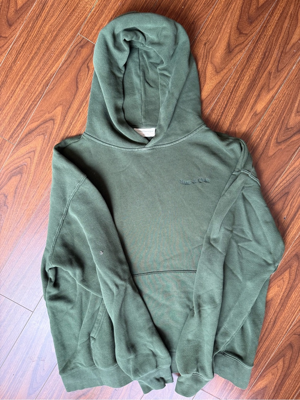 Museum of Peace & Quiet Olive Green Hoodie | Large | Minimalist Streetwear